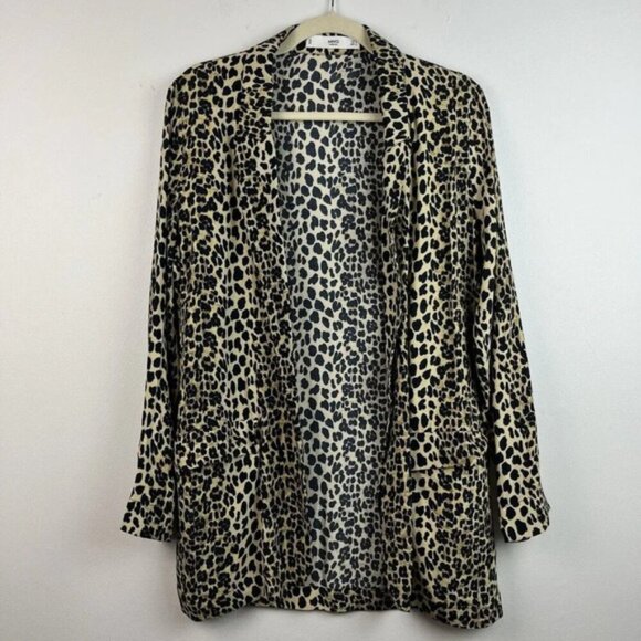 MNG Casual‎ Leopard Print Open Front Jacket Womens S Oversized Lagenlook Mobwife - Picture 1 of 10